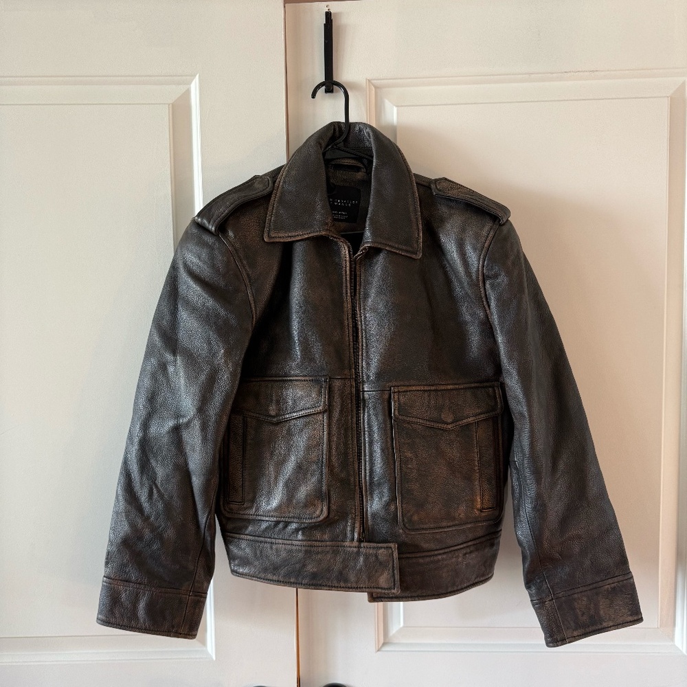 Mango Pocket Leather Jacket (Jen Cellabos Collaboration)